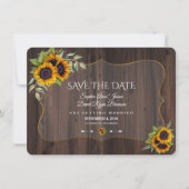 Romantic Sunflower Wood Weddenschap redt datum Save The Date (Voorkant)