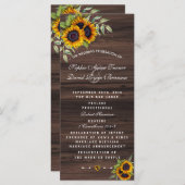 Romantic Sunflower Wood Wedding Programme Programmakaart (Voorkant / Achterkant)