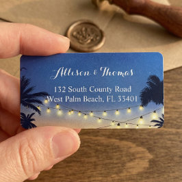 Romantic Sunset Beach Palm Tree String Lights Etiket