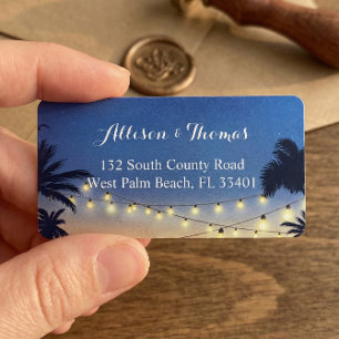 Romantic Sunset Beach Palm Tree String Lights Etiket