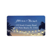 Romantic Sunset Beach Palm Tree String Lights Etiket (Voorkant)