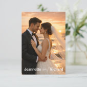 Romantic Sunset Beach Vows Wedding Photo Informatiekaartje (Staand voorkant)