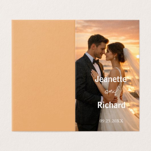 Romantic Sunset Beach Wedding Vows Program Kaart (Buitenkant ongevouwen)