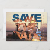 Romantic Sunset Champagne Flutes Photo Wedding Save The Date (Voorkant)