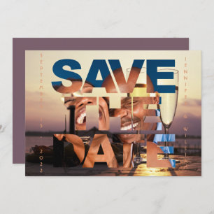 Romantic Sunset Champagne Flutes Photo Wedding Save The Date