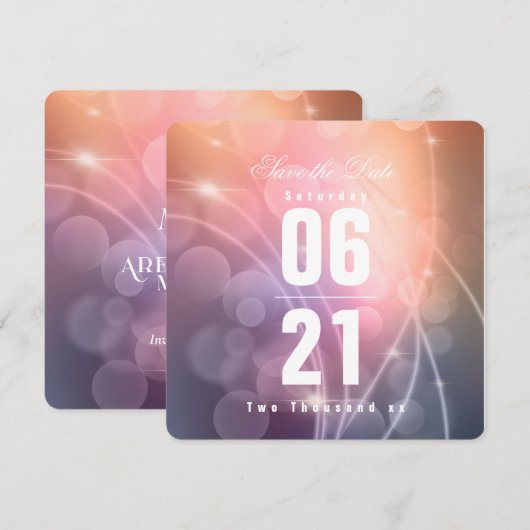 Romantic Sunset Color Modern Bokeh Wedding (Voorkant / Achterkant)