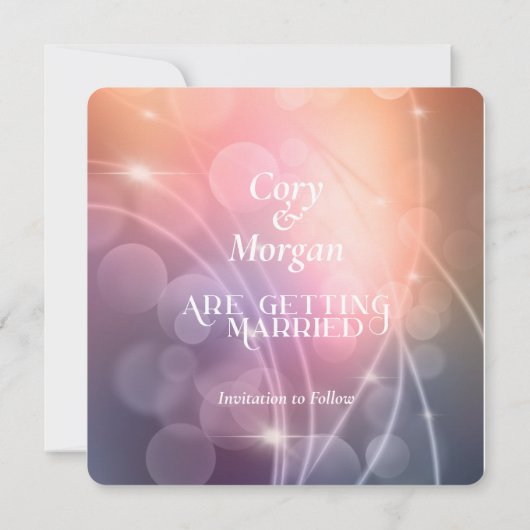 Romantic Sunset Color Modern Bokeh Wedding (Achterkant)