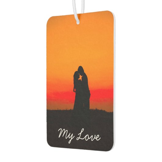 Romantic Sunset Couple Kust My Love Typografie Luchtverfrisser (Links)