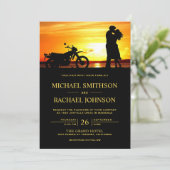 Romantic Sunset Couple Silhouette Wedding Kaart (Staand voorkant)