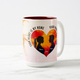 Romantic Sunset Couple Your Heart My Home Mug Tweekleurige Koffiemok