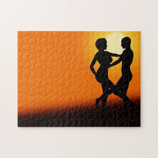Romantic Sunset Dancing Couple Jigzaag Puzzle Legpuzzel (Horizontaal)