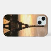 Romantic Sunset Eiffel Tower Paris Frankrijk iPhone 15 Case (Achterkant horizontaal)