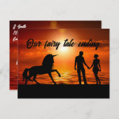 Romantic Sunset Fairy Tale die de datum opslaat Aankondigingskaart (Voorkant / Achterkant)