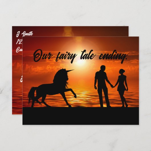 Romantic Sunset Fairy Tale die de datum opslaat Aankondigingskaart (Voorkant / Achterkant)