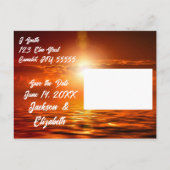 Romantic Sunset Fairy Tale die de datum opslaat Aankondigingskaart (Achterkant)