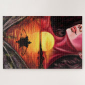 Romantic Sunset Girl Puzzle - Kunst schilderen Legpuzzel (Horizontaal)