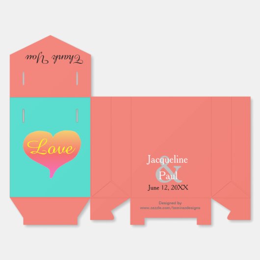 Romantic Sunset Hearts Coral Bedankdoosjes (Ongevouwen)