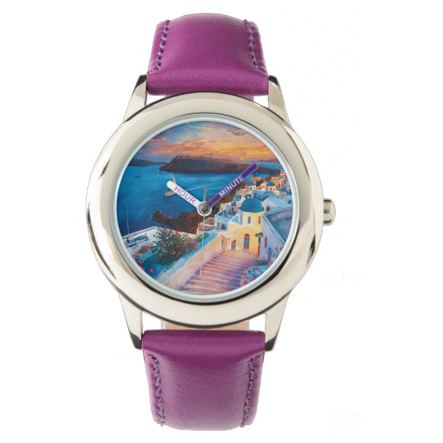 Romantic Sunset in Santorini Horloge (Voorkant)