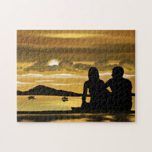 Romantic Sunset Lake Couple Puzzle Gift Legpuzzel