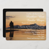 Romantic Sunset Land and Zee Wedding Invitation Kaart (Voorkant / Achterkant)