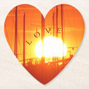 Romantic Sunset LOVE Heart Onderzetter