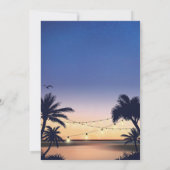 Romantic Sunset Palm Beach String Lights Wedding Kaart (Achterkant)
