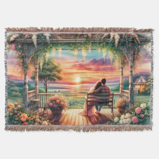 Romantic Sunset Porch View Illustration Deken (Voorkant)