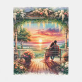 Romantic Sunset Porch View Illustration Fleece Deken (Voorkant)