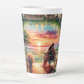 Romantic Sunset Porch View Illustration Latte Mok (Voorkant)