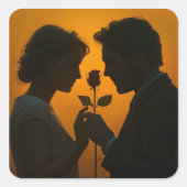 Romantic Sunset Silhouette Vierkante Sticker (Voorkant)