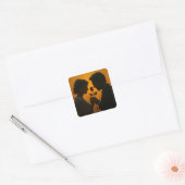 Romantic Sunset Silhouette Vierkante Sticker (Envelop)