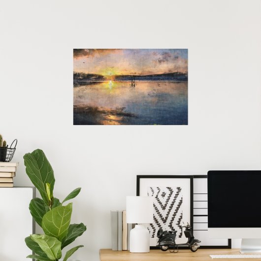 Romantic Sunset Stroll Poster (Thuiskantoor)