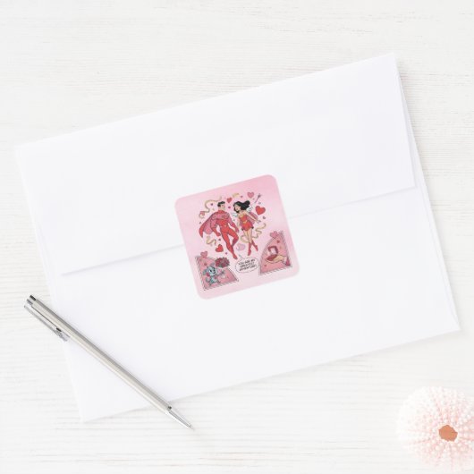 Romantic Superhero Couple Sticker (Envelop)