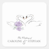 Romantic Swan Couple Heart Floral Wedding Stickers (Voorkant)