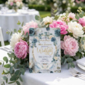 Romantic Swan Lake Watercolor Blue Floral Wedding Kaart