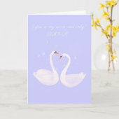 Romantic Swan Valentine’s  Kaart (Gele Bloem)