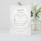 Romantic Swan Wedding RSVP Response Kaart (Staand voorkant)