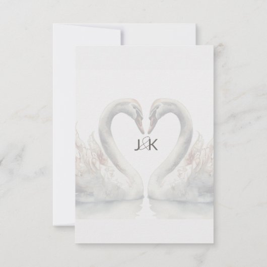 Romantic Swan Wedding RSVP Response Kaart (Achterkant)