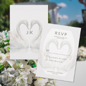 Romantic Swan Wedding RSVP Response Kaart