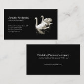 Romantic Swans Black White visitekaartje (Voorkant / Achterkant)