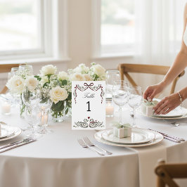 Romantic Swans & Bow Table Number card Kaart