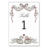 Romantic Swans & Bow Table Number card Kaart (Voorkant)