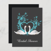 Romantic Swans Bridal Shower Kaart (Voorkant / Achterkant)