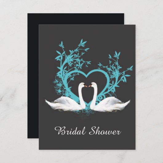 Romantic Swans Bridal Shower Kaart (Voorkant / Achterkant)
