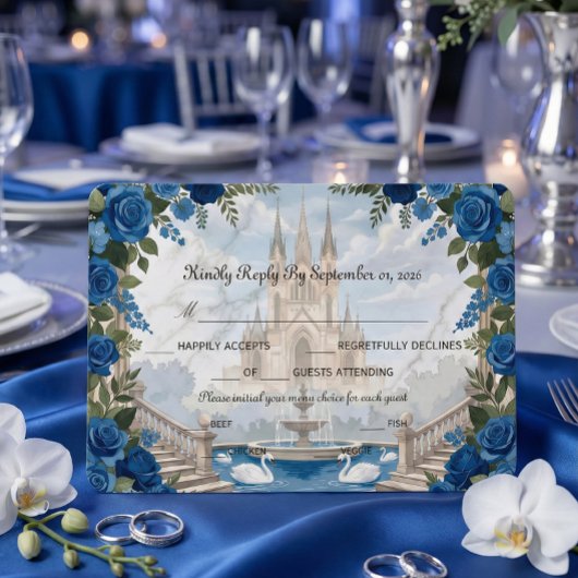 Romantic Swans Grand Staircase Fairytale RSVP Kaartje