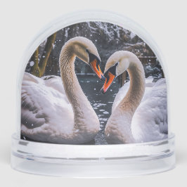Romantic Swans in a Winter Wonderland Sneeuwbol