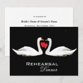 Romantic Swans Rehearsal Dinner Kaart (Voorkant / Achterkant)