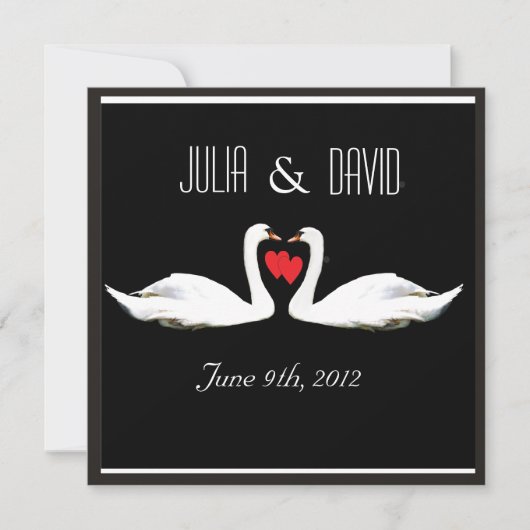 Romantic Swans Wedding Invitation Kaart (Voorkant)