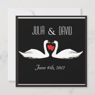 Romantic Swans Wedding Invitation Kaart