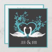 Romantic Swans Wedding Invitation Kaart (Voorkant / Achterkant)